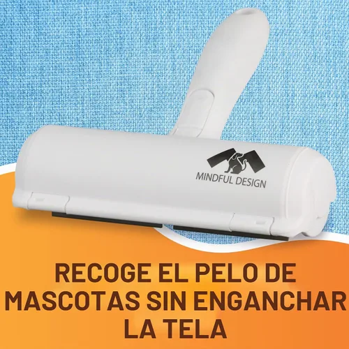 Vista 5 de Mindful Design Rodillo removedor de pelo de mascotas y rodillo de pelusa reutilizable – Removedor de pelo de gatos y perros para muebles, sofá