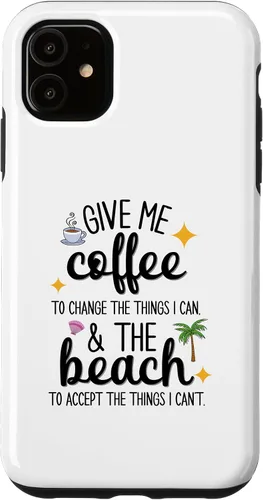 Vista 5 de iPhone 15 Funny Beach and Coffee Lovers "Give Me Coffee and the Beach" Case