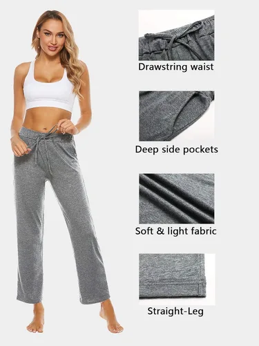 Vista 4 de BATHRINS Womens Comfy Lounge Pants Loose Yoga Pants Drawstring Soft Pajama Pants with Pockets