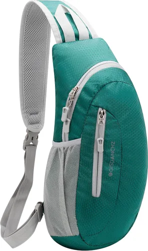 Vista 9 de Gisdanchz Bolso bandolera unisex con diseño de panal de abeja, jacquard, pequeña, delgada, bandolera, bolsa de pecho para senderismo y viajes