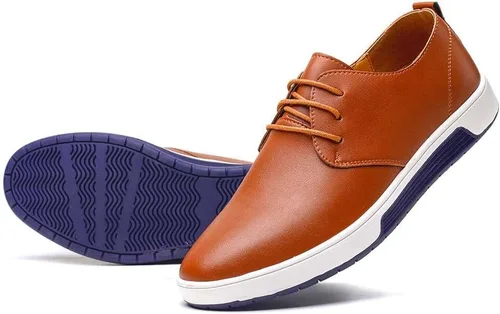Vista 16 de konhill Zapatos Oxford casuales para hombre - Zapatos de vestir transpirables, mocasines con cordones, zapatillas planas Lk Negro
