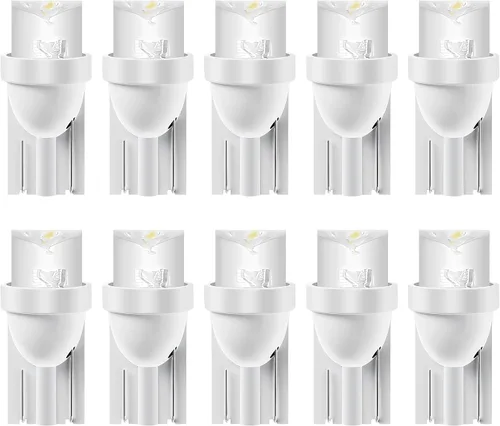 Vista 2 de Paquete de 10 bombillas LED blancas T10 168 194 para panel de instrumentos, tablero de luz de difusión