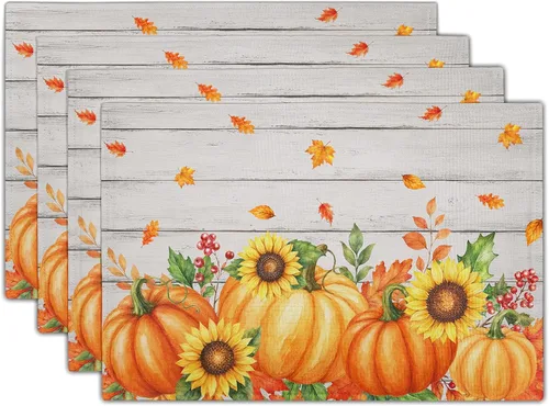 Vista 15 de Fall Placemats 12×18 Inches Set of 4 Autumn Leaves Festival Indoor Kitchen Dining Table Place Mats for Home Party Decoration