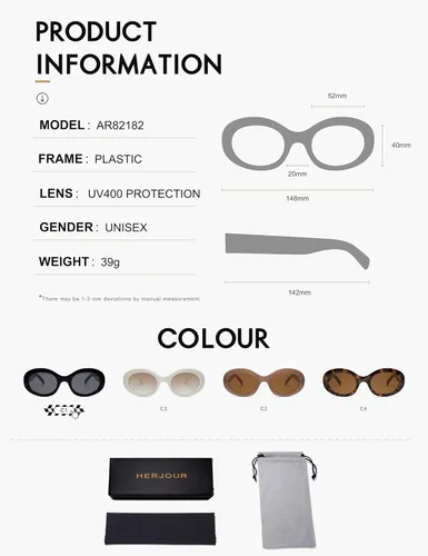 Vista 5 de Allarallvr Gafas de sol retro ovaladas de moda para mujeres y hombres gafas de sol de moda AR82158
