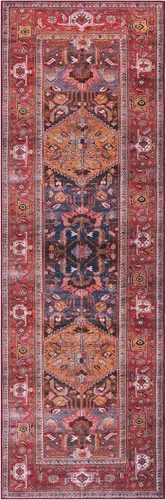 Vista 3 de SAFAVIEH Tucson Collection - Alfombra lavable de 2 pies 6 x 6 pies, color azul marino y resistente al óxido, antideslizante, ideal para zonas