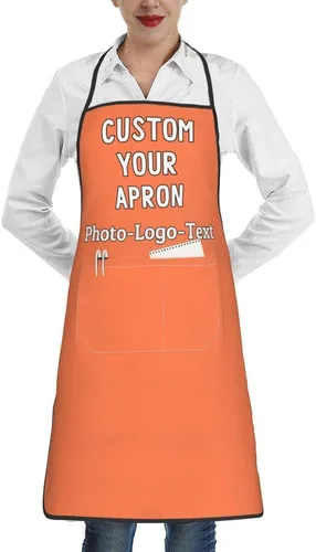 Vista 39 de Delantales personalizados para adultos, delantal personalizado con logotipo de foto, delantal impermeable con 2 bolsillos