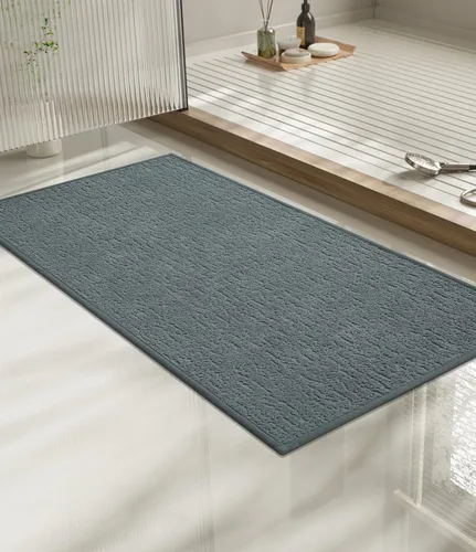 Vista 54 de Chakme Juego de 2 alfombras de baño ultrafinas, absorbentes, antideslizantes, lavables a máquina, color negro, 17 x 24 pulgadas / 17 x 30 pulgadas