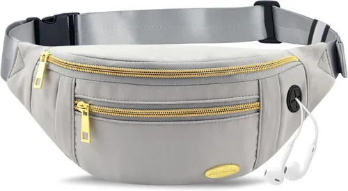 Vista 11 de Entchin Riñonera para mujeres y hombres, bolsa cruzada con 4 bolsillos con cremallera, bolsa de cintura ajustable, uno de los regalos esenciales