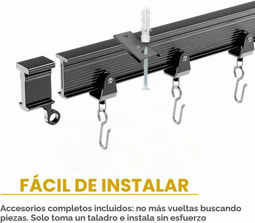 Vista 8 de AJAZZ Riel de cortina de techo flexible y plegable, riel de cortinas curvado para montaje en techo, varilla de 3 m (9.8 pies), negro, riel