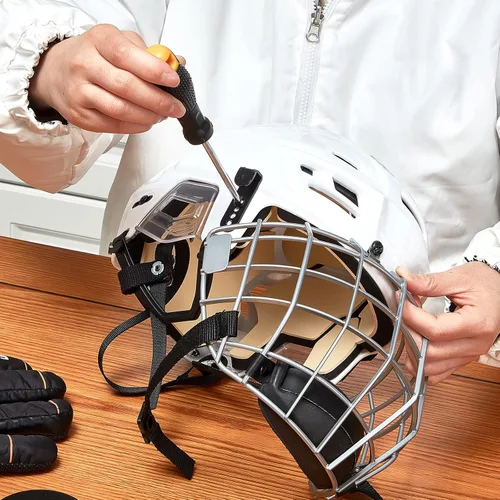 Vista 6 de Kit de reparación de casco de hockey de 33 piezas, kit de reparación de casco de fútbol, incluye clips en J en forma de R, clips de visera