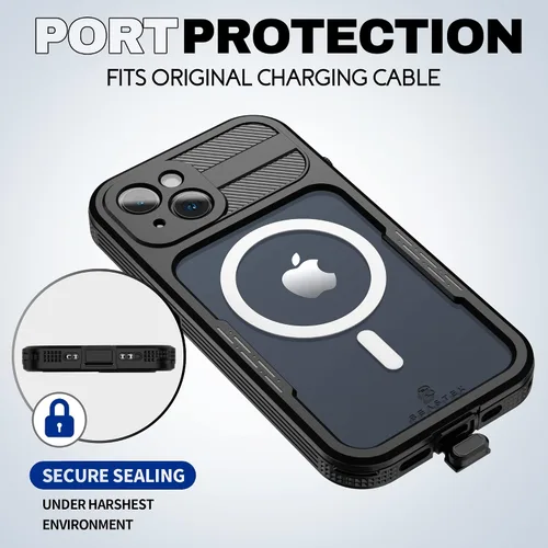 Vista 9 de BEASTEK Funda impermeable para iPhone 14 Serie SRE IP68 magnética a prueba de golpes con protector de pantalla integrado y funda protectora MagSafe