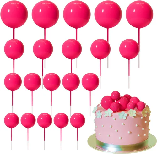 Vista 23 de ASTARON 20 piezas de decoración de bolas para pastel, mini globos, decoraciones de pastel, palos, bolas negras, decoraciones de pastel