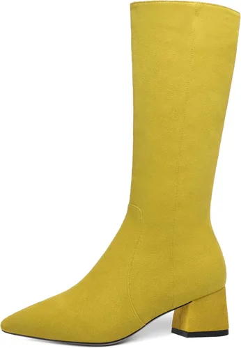 Vista 2 de MOVINSTEPS Botas de tacón bajo grueso con cremallera y puntera puntiaguda para mujer, de 2.0 in