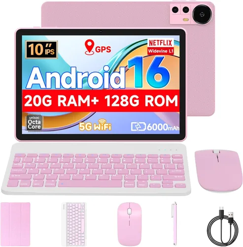 Vista 7 de Tableta de 10.1 Pulgadas Android 15.0, RAM 20GB (4+16Expand)+ROM 128GB, Batería de 6000mAh, Cámara Dual 2+8MP, Pantalla IPS HD Touch de 1280*800