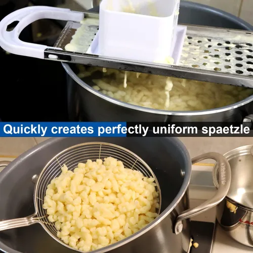 Vista 3 de Spaetzle Maker de acero inoxidable Spaetzle Fideos Dumpling Maker con empujador de seguridad