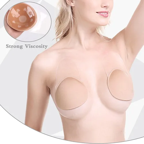 Vista 4 de FULNEW Backless Strapless Sticky Bra Push Up Adhesive Bra, Reusable Invisible Lifting Bra Breast Lift Nippleless Covers