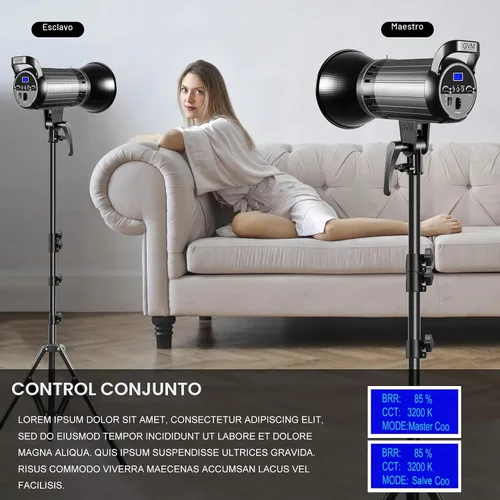 Vista 3 de GVM Great Video Maker Luz de video LED bicolor de 100 W con soporte Bowens, control de aplicación, caja de luz de linterna, regulable 3200K-5600K