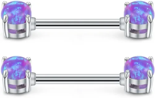 Vista 2 de ruifan 14G 916inch redondo ópalo pezón lengua escudo anillo, joyas Piercing retenedor 6pcs