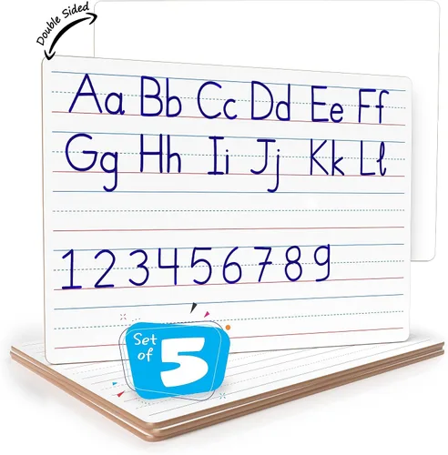 Vista 11 de Scribbledo Pizarra Blanca de Doble Cara con Líneas, Tablero de Borrado en Seco para Niños, Tablero de Escritura Rayada, Práctica de Escritura a