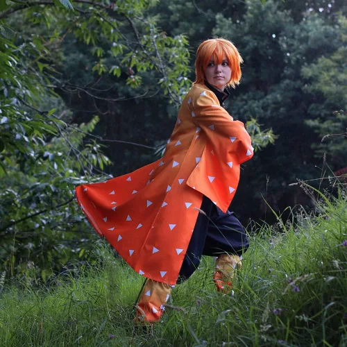 Vista 5 de FCCAM Mitsuri Cosplay Anime Tanjiro Zenitsu traje