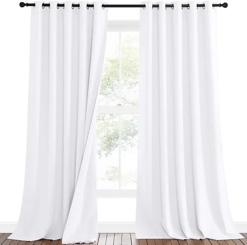 Vista 21 de NICETOWN - Cortinas divisoras con barrera de sonido 100% opacas de 84 pulgadas, cortinas con bloqueo de ruido, calor y frío con forro de tela