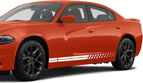 Vista 8 de Calcomanías de vinilo con gráficos de rayas laterales compatibles con Dodge Charger (negro)