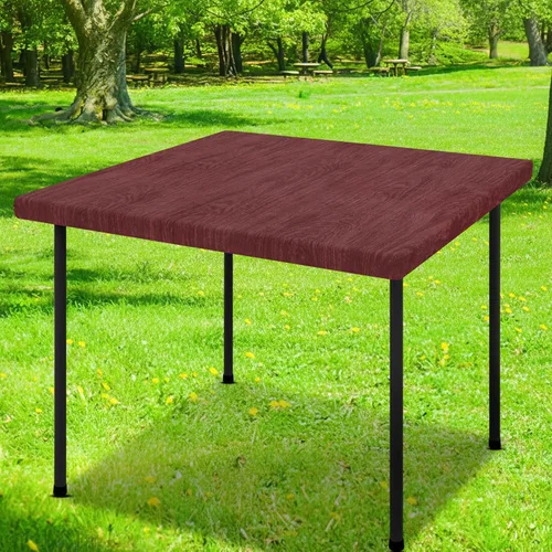 Vista 55 de Smiry Mantel cuadrado para mesa de pícnic, impermeable, elástico, ajustable, para campamento, protector de vinilo con parte trasera de franela Beige