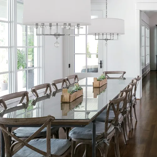 Vista 5 de Crystorama Paxton - Candelabro de níquel pulido con 6 luces, lámpara de techo para pasillo, sala de estar, vestíbulo, casa de campo, lámpara moderna