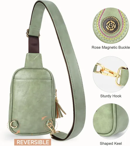 Vista 4 de APHISON Small Sling Bag Fanny Packs Phone Purse Crossbody Bags for Women Chest Bag Vegan Leather
