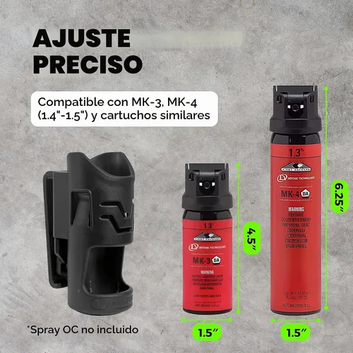 Vista 3 de Funda universal de spray de pimienta. Soporte de aerosol OC para cinturón de servicio y MOLLE Se adapta a MK-3 y MK-4. Diseño de acceso rápido.