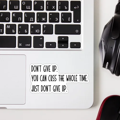 Vista 3 de (3 piezas) Don't Give Up You Can Cuss The Whole Time - Calcomanía para vaso, divertida frase motivacional sarcástica, cita inspiradora, calcomanía