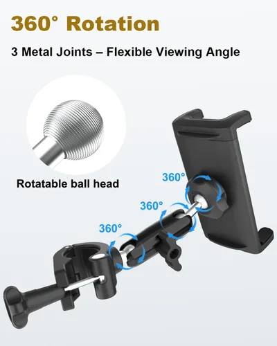 Vista 4 de Soporte de aluminio para tableta para micrófono/soporte de música para micrófono [sin deslizar] Rotación de 360° Soporte ajustable para iPad iPhone