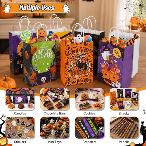 Vista 6 de Shintop 16 bolsas de regalo de Halloween con asas, bolsas de regalo