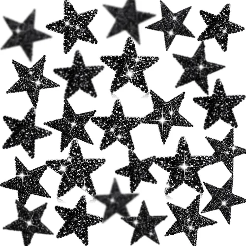 Vista 8 de Syhood 24 parches de estrellas para hierro, 1.57/2.36/3.15 pulgadas, color Plateado