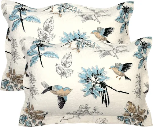 Vista 2 de Newrara Juego de 2 fundas de almohada acolchadas 100% de algodón, tamaño estándar, diseño de pájaro americano, decoración de dormitorio (pájaro)