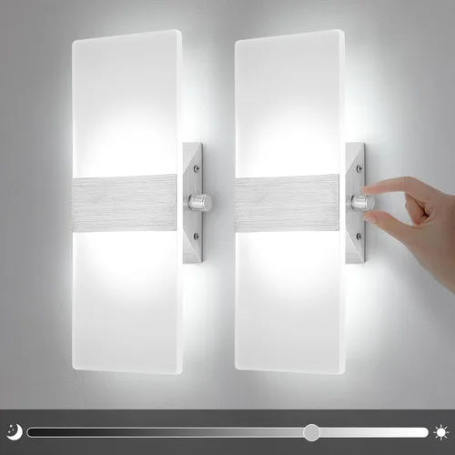 Vista 9 de Lightess Apliques de pared modernos con interruptor regulable. Lámpara de pared LED de 12 W, de acrílico, con luz superior e inferior