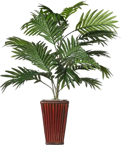 Vista 2 de Nearly Natural Planta de seda de palma areca con florero de bambú