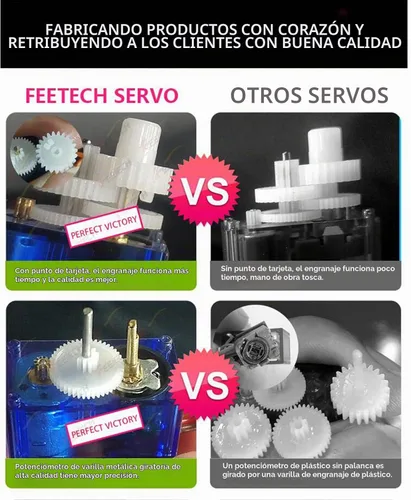 Vista 4 de FEETECH FS90R 360 grados rotación continua micro servo motor 0.32 oz para RC helicóptero avión coche barco robot controles 4.8V-6V