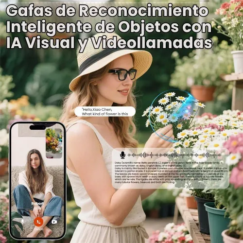 Vista 4 de Lentes inteligentes, lentes inteligentes Ai-Glasses para exteriores, traducción de grabación, gafas de sol Bluetooth, protección UV, 8 MP HD, lentes