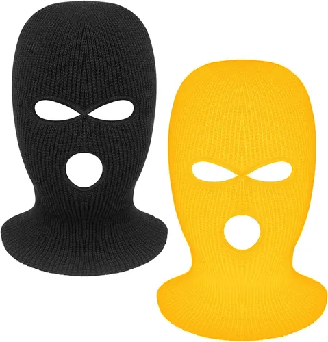 Vista 18 de 2 piezas de 3 agujeros de cara completa máscara de esquí máscara de invierno pasamontañas gorra cubierta de la cara cubierta de la cara cubierta