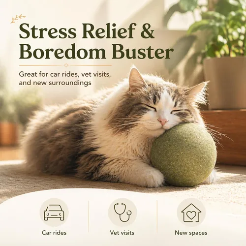 Vista 5 de Pelota enorme de hierba gatera de 3.94 pulgadas para gatos – Juguetes grandes para gatos de interior – Pelotas gigantes para pezones de gato grandes