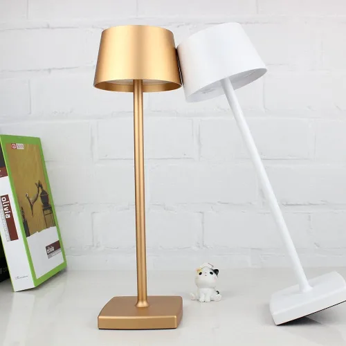 Vista 2 de Lámpara de mesa LED inalámbrica recargable, lámpara de escritorio alimentada por batería de 5200 mAh, luz de metal portátil USB, mesita de noche