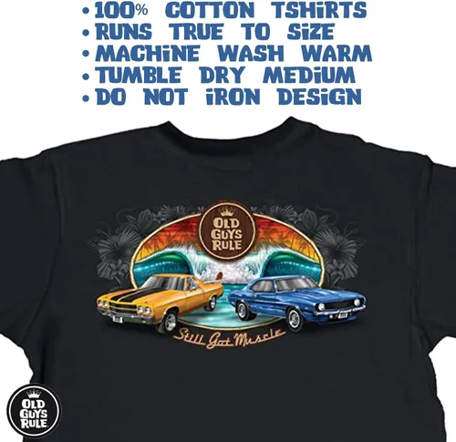 Vista 3 de OLD GUYS RULE Camiseta gráfica para hombre, Muscle Cars, divertida camiseta novedosa para entusiastas de los autos, Hot Rod, carreras