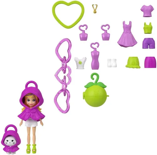 Vista 7 de Polly Pocket Juego de llaveros para muñecas y mascotas, accesorios de moda con temática de frutas y dijes para bolsas