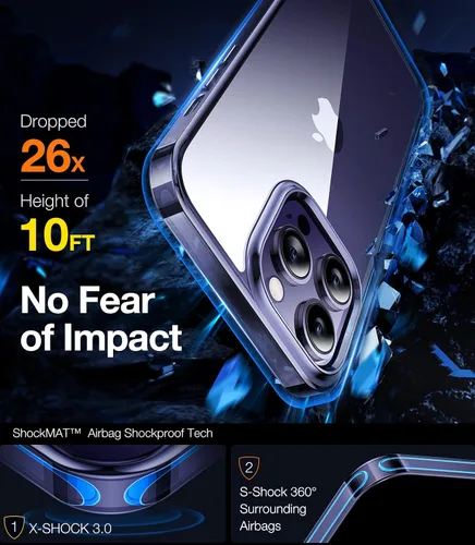 Vista 2 de TORRAS Diamond Clear - Funda diseñada para iPhone 14 Pro Max [tecnología antiamarilleamiento] [protección resistente] Funda para iPhone 14 Pro Max