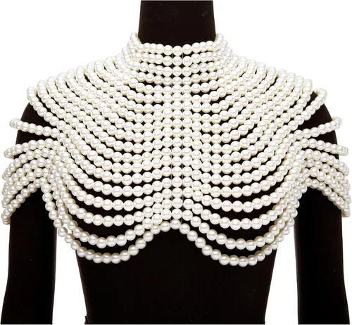 Vista 3 de BABEYOND Cadena de cuerpo de perlas para mujer, collar de moda, chal, joyería hecha a mano para mujer