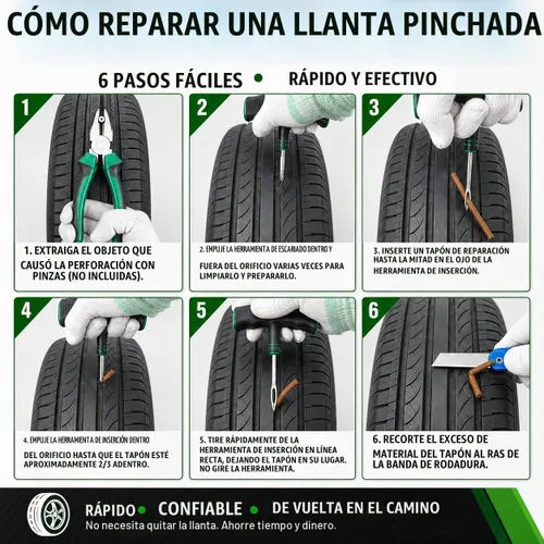 Vista 5 de HolaKit Kit de tapones para neumáticos, kit de reparación de neumáticos compacto de 22 piezas con tapones de goma, mango en T mejorado, herramienta