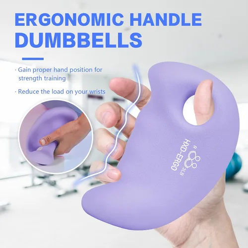 Vista 2 de HXD-ERGO Juego de mancuernas ergonómicas para mujeres, pesas de mano para mujeres, para pilates, yoga, correr, entrenamiento de fuerza