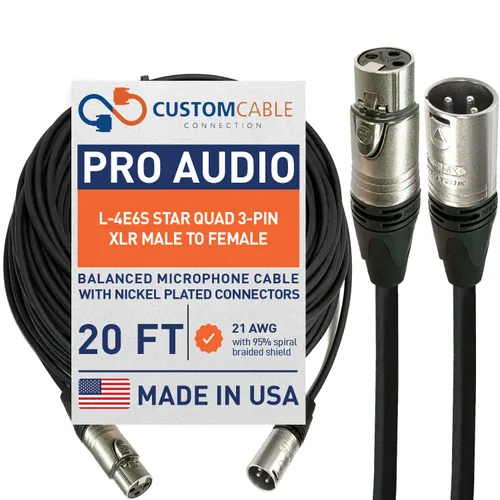 Vista 21 de Custom Cable Connection Canare L-4E6S Star Quad XLR macho de 3 pines XLR macho a 1/4" (6.35mm) TRS cable de micrófono/audio equilibrado