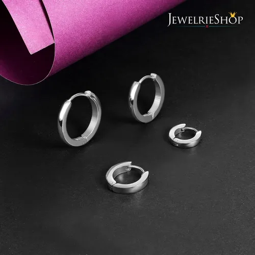 Vista 6 de JewelrieShop - Juego de aretes de aro quirúrgicos dorados, hipoalergénicos, aretes de aro para hombre (oro, negro, aretes de aro de acero inoxidable)
